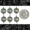 Verdigris Finished Brass Dimpled Floral Cloud Two Ring Connectors - Set of Six - V-2C47